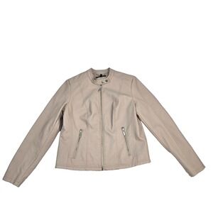 Baccini Faux Leather Jacket Womens Size‎ Medium Long Sleeve Full Zip Moto